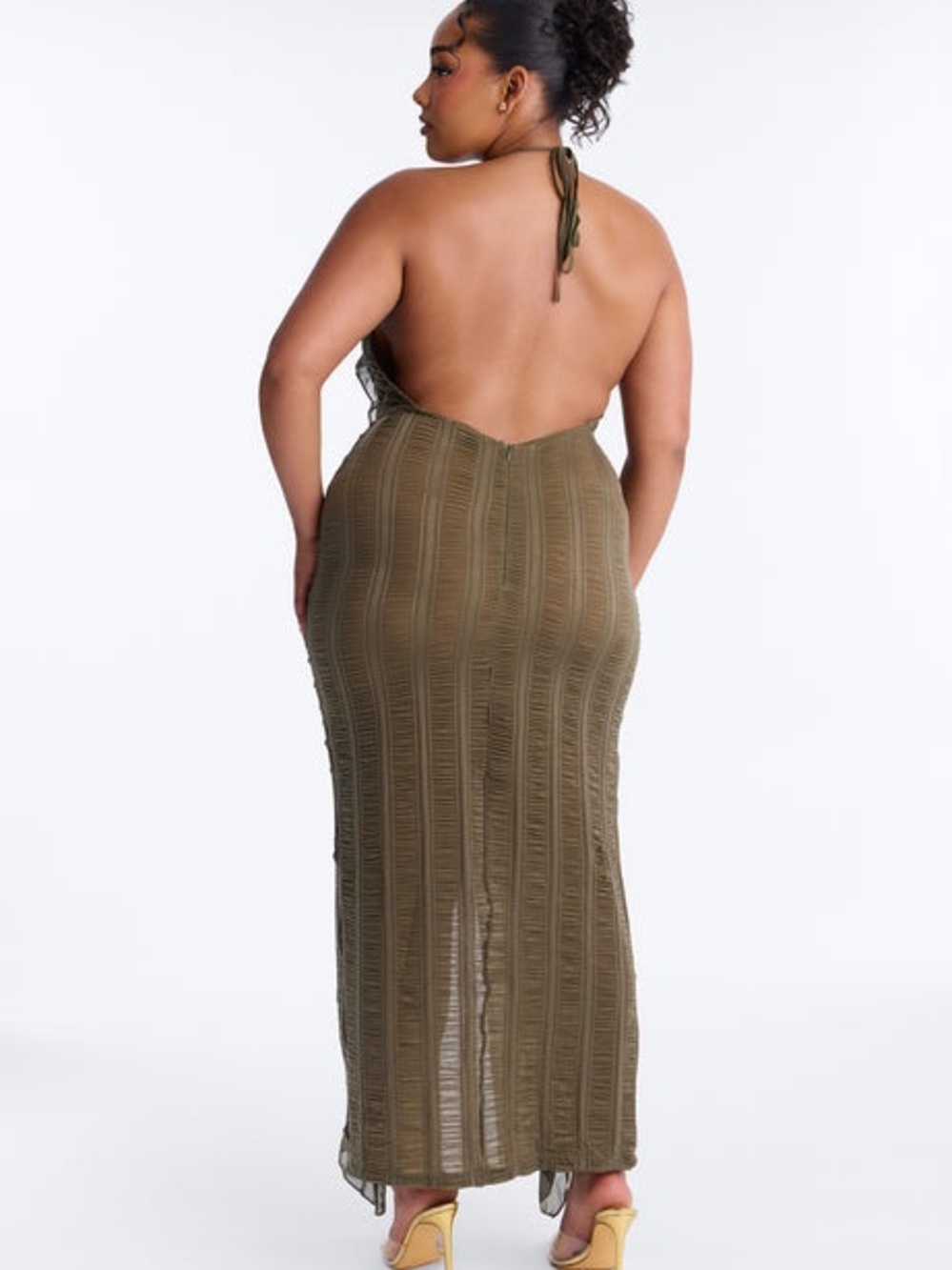 Fashion Nova Olive Ruffle-Trim Maxi Dress - Picture 3 of 4
